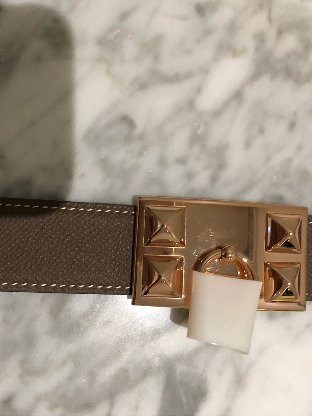 Hermes Collier de Chien Belt Etoupe Epsom and Noir Swift with Rose Gold Hardware